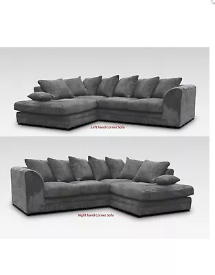 £369 • Buy Jumbo Cord Corner Sofa Suite Set  Grey Black Coffee Cream Choco Left Right 3 2