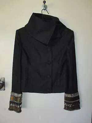 Great Sass & Bide Sz 0 Black Jacket Embellished Cuffs • $13.50