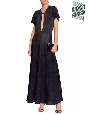 RRP€1720 VIONNET Knitted Maxi Flared Dress US6 IT42 M Cut Out See Through • $212.81