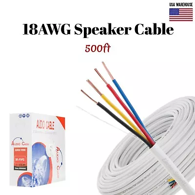 18AWG Speaker Cable 500ft CL2 In Wall 18/4 Gauge 4 Conductor Bulk Audio Wire New • $84.99