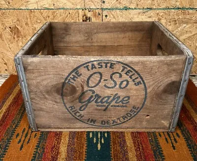 Vintage O-So Grape Bottling Co. Claremont NH Wooden Bottle Crate Box Soda • $79.99