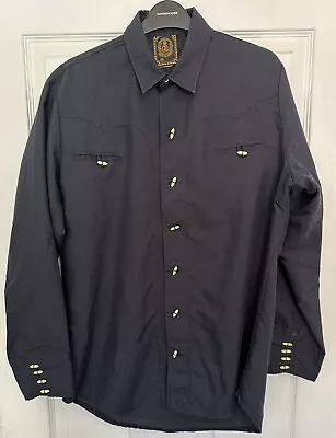 Espuela De Oro - Men’s Black Button Up Mexican Western Shirt Size M 38 • £39.95