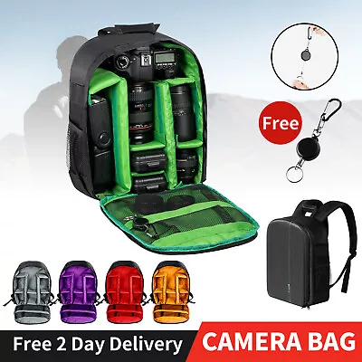 Travel Camera Bag Backpack Lens Case Waterproof FOR DSLR Canon Nikon Keychain • £16.59