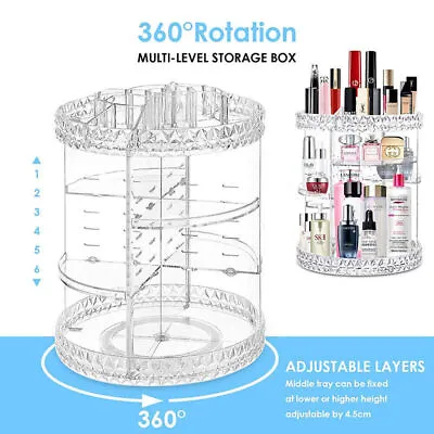 Rotating Makeup Organiser Large 360 Cosmetic Storage Box Perfume Display Stand • £9.99