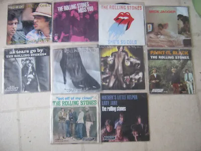 ROLLING STONES 10-PAK OF ORIGINAL VINTAGE US 7  45's IN PICTURE SLEEVE JACKETs • $119.95