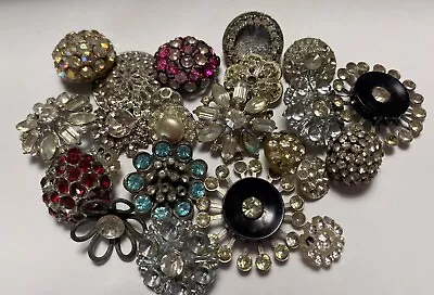 Vintage TLC Rhinestone Buttons For Jewelry Crafts Or ??? Lot Of 22 • $2.99