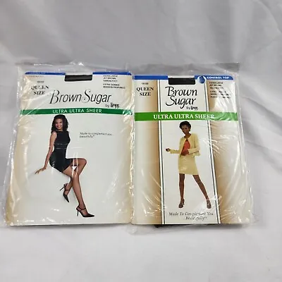 X2 Vintage Leggs Brown Sugar Pantyhose Jet Brown Size XL Ultra Ultra Sheer Queen • $17.99