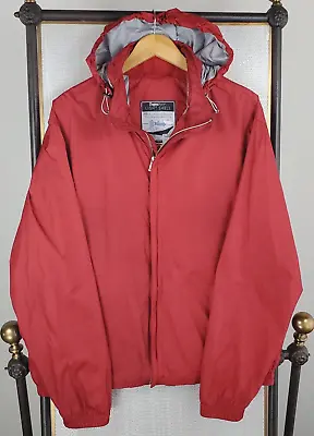 ZEGNA SPORT Mens Size 2XL Red Full Zip  Light Windbreaker Jacket Packable Hood • $184.30