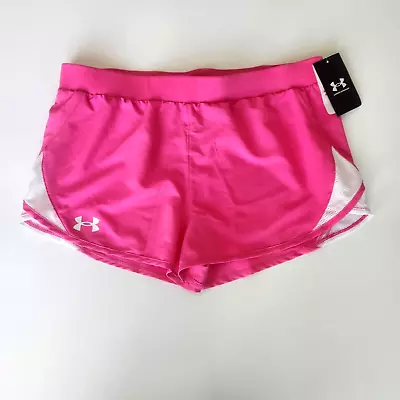 Girls Under Armour Fly By Shorts Pink Size XL Athletic Unlined Woven Running Gym • $13.99