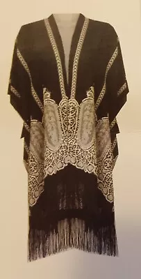 Black & White Bather Cover/Kimono Sz One Size Fits Most - Cruise Club Brand-NWT • $10