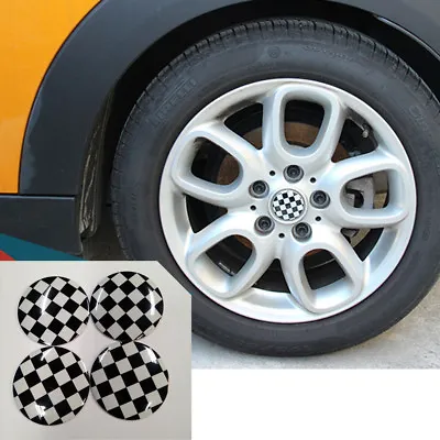 $9.80 • Buy 3D Metal Car Truck Wheel Center Hub Cap Sticker Emblem Decal 56mm Checkered UK