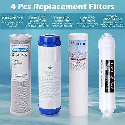 Home Reverse Osmosis Replacement Water Filter Set RO For 5 Stage Systems 4pcs • $22.99
