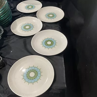 Mt Clemens Pottery Set Of 5 Side Plates Mtc20 Mid Century Pattern 7 1/4 In • $22