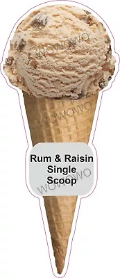 Ice Cream Van Sticker Rum & Raisin Single Scoop Cone Waffle Trailer Decals • £3.95