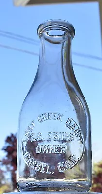 Rare LOST CREEK DAIRY (E.B. ESTES) Embossed Milk Bottle CASSEL California CA • $79.99