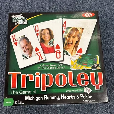 Tripoley Diamond Edition Game Of Michigan Rummy Hearts & Poker Molded Game Board • $15