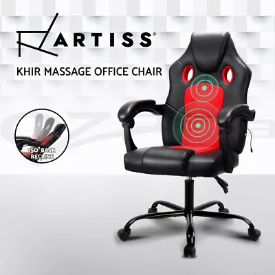 Artiss Massage Office Chair Gaming Computer Seat Recliner Racer Red • $129.95