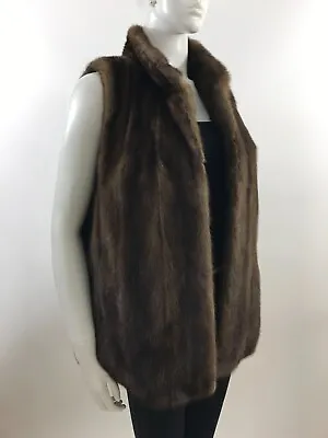 Sz M - Beautiful & Soft Walnut Brown Mink Fur Vest Coat - New Satin Lining • $299.99