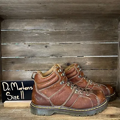 Mens Dr Martens Fynn Brown Leather Chunky Lug Sole Combat Boots Size 11 D GUC • $89.99