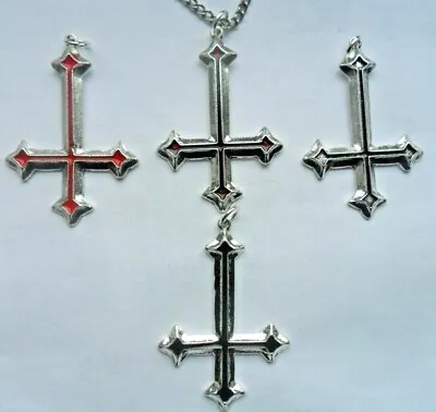 Inverted Cross Pendant  Cord Or Chain Necklace  Four To Choose Gothic St Peter • £3.49