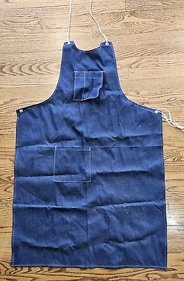 VTG Sanfordized Denim Apron Workwear Deadstock Made In USA Dark Blue Chef • $12.99