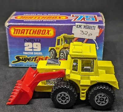 Matchbox Superfast No 29 Tractor Shovel Very Near Mint In Original Box • £13