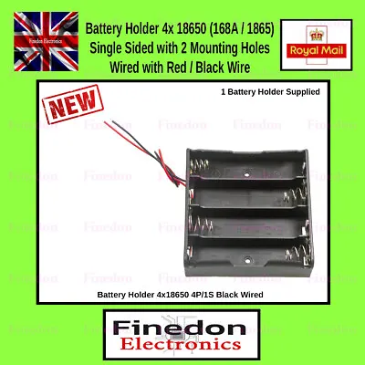 Battery Holder Black Box 4x 18650 Wired Red Black PCB Box Enclosure Arduino • £2.84