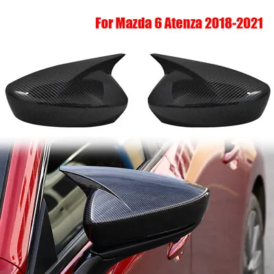 For Mazda 6 Atenza 2018-2021 Carbon Fiber Rear View Door Mirror Cover Cap Trims • $33.23
