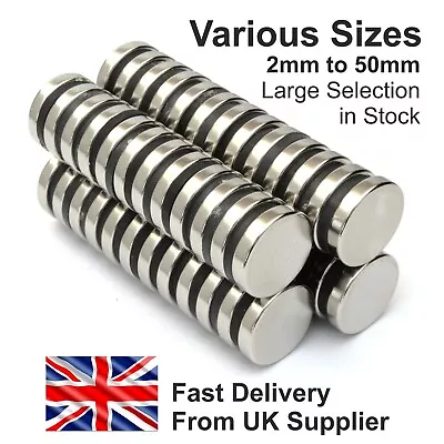 Strongest Magnets N52 Strong Neodymium Disc Magnet 2-50mm Neo DIY Craft Small • £2.83