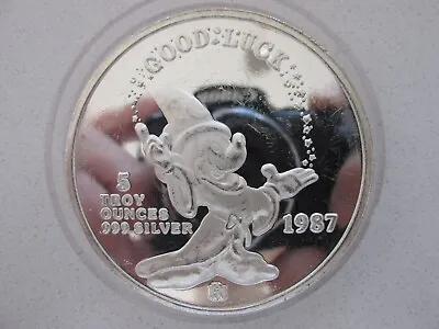 Vintage 1987  Mickeys Magic  5 Troy Ounce .999 Silver Art Round • $249.99