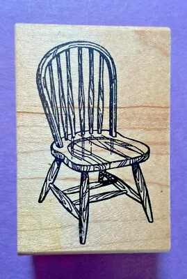 Graphic Rubber Stamp Wooden Mount Wood Chair Dining Room Table Chair Furniture • $9