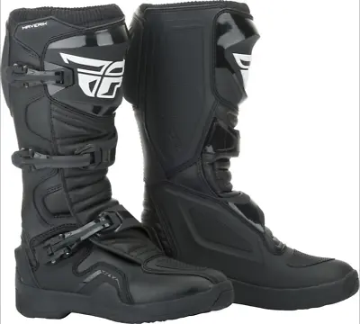 NEW- Fly Racing Maverik Motocross Boots - Adult Black Off Road Boots - Dirt Bike • $139.99