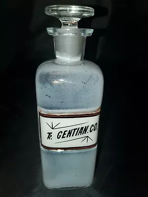 Antique Apothecary Drugstore Medicine Label Under Glass Bottle Jar Gentian Co • $75