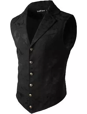 Mens Victorian Suit Vest Steampunk Gothic Waistcoat Medium SU14 Black • $55.41