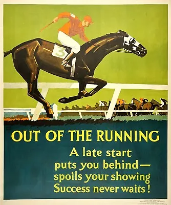 Original Vintage Poster OUT OF THE RUNNING Mather Motivational Incentive LINEN • $3999