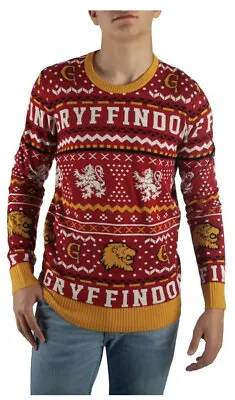 $49.99 • Buy Harry Potter Gryffindor UGLY CHRISTMAS SWEATER Lion Holiday Red Weasley Bioworld