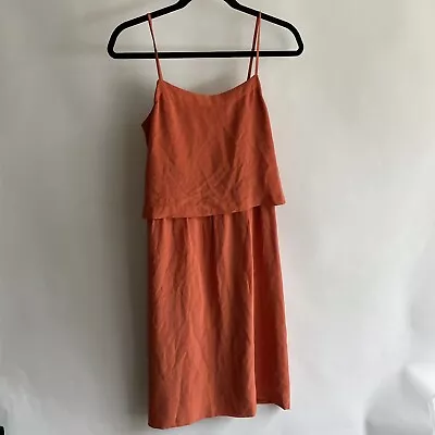 Madewell Silk Dress Layered Orange Sz 4 Women’s Spaghetti Strap Knee Length Euc  • $17.99