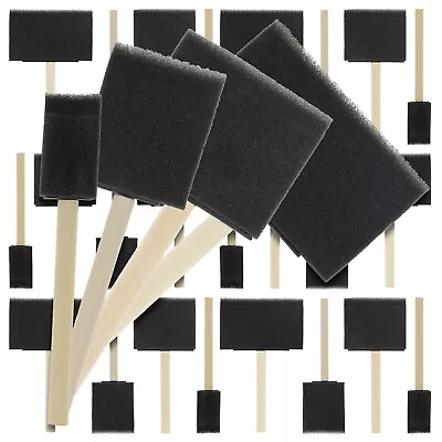 US Art Supply 20pc Foam Sponge Brush Assortment All Wood Handles Paint Stain • $10.99