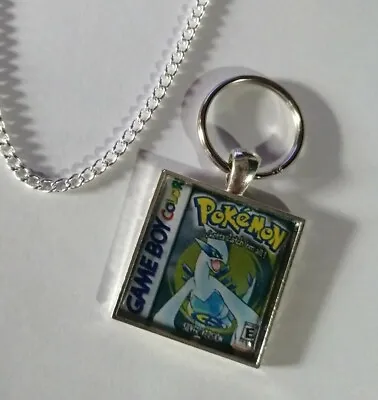£2.99 • Buy Retro Gaming Necklace And Keyring Gameboy Cover Pokemon Silver 