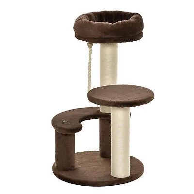 Cat Tree Scratcher Kitty Activity Play Center Post 2 Perch W/ Hanging Sisal Rope • £18.11