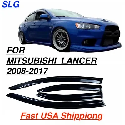 Window Vent Visors For 08-17 Mitsubishi Lancer Rain Guard Shade & Wind Deflecto • $31.60