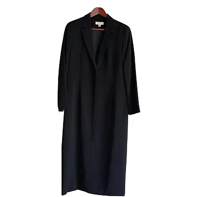 Amanda Smith Petite Suits 12P Long Trench Coat Black One Button • $42.40