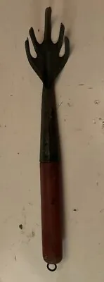 Vintage Small Hand Claw Wooden Handle Rake Garden Farm Tool Primative 15 Inch • $9.95