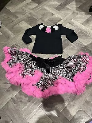 Girls Oopsie Daisy Black Pink & White Zebra Print Rara Tutu Age 18 Months • £22.99