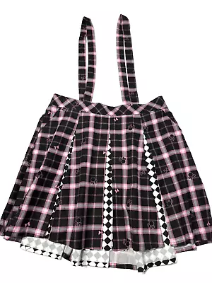 Disney X Torrid Skater Skirt Womens Pink Black Plaid Skirtall Minnie Mouse 2X • £31.82