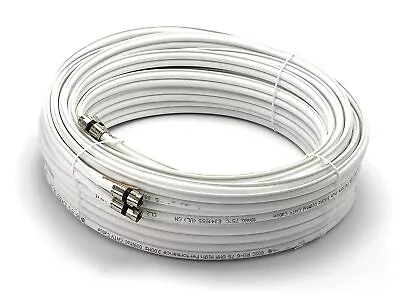 White 100ft Dual With Ground RG6 Coaxial With Quality Compression Connectors • $69.97