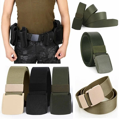 £3.39 • Buy 120cm Mens Womens Canvas Webbing Belt Nylon Military Tactical Army Work Belts UK