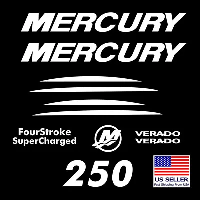 Mercury Verado Outboard 4 Strokes Generation 2 Marine Decal Sticker Kit 250HP • $85.99