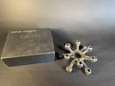 Vintage DANSK Mini Taper Candle Holder Atomic Spider Cast Iron W/Box-Residue • $21.25