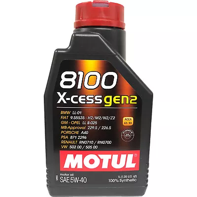 Motul 8100 X-Cess Gen2 Synthetic Motor Oil 5W40 - 1 Liter • $20.67